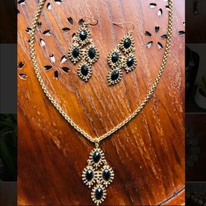 Black and Gold Necklace and Earring Set